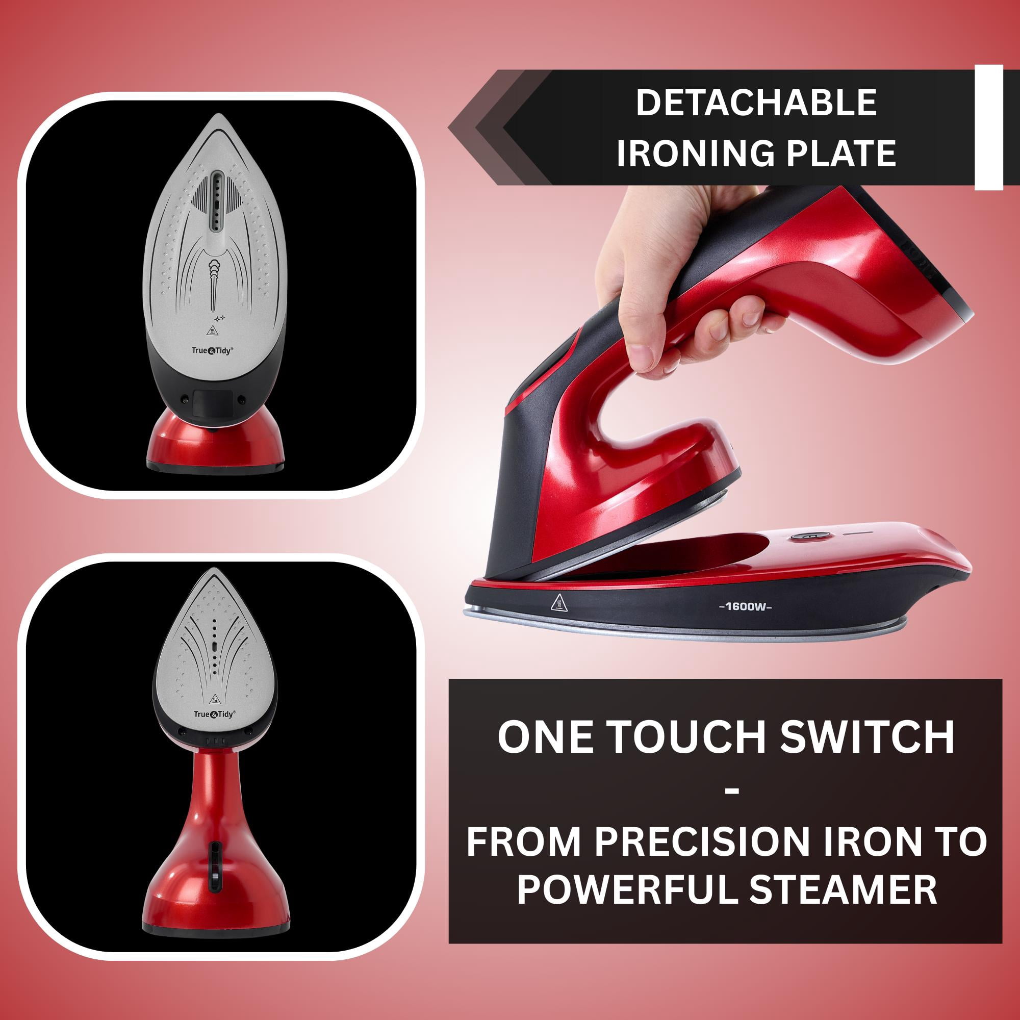 1600W True & Tidy Red XL Iron and Steamer with Digital Screen and Detachable Ironing Plate