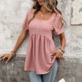 thumbnail image 2 of NinXxx Women‘s Square Neck Short Sleeve Blouse Casual Loose Fit Top Pink XL, 2 of 7