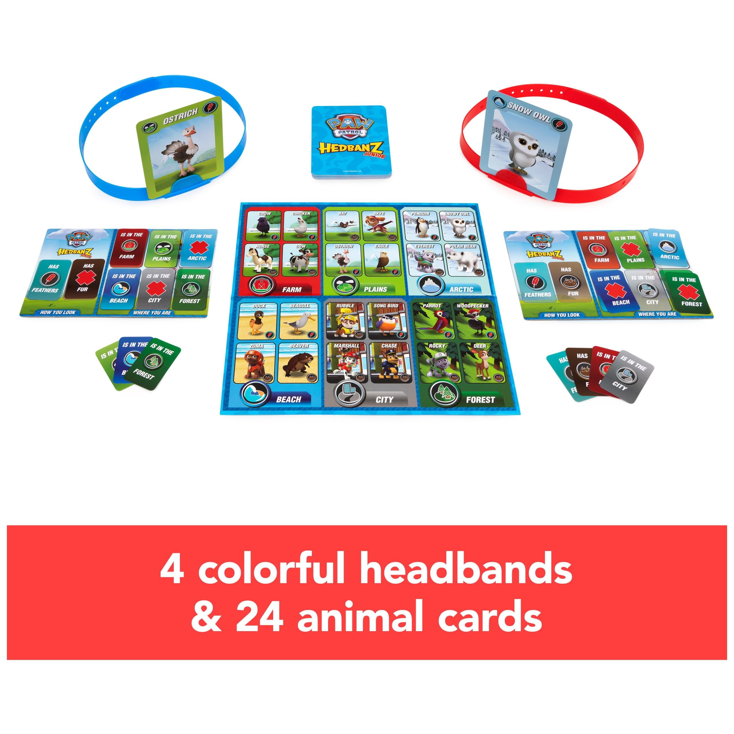 Spin Master Hedbanz Junior PAW Patrol Picture Guessing Board Game for Kids & Family, 2-4 Players, Ages 5+, Animal Cards, Educational Fun