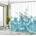 thumbnail image 5 of Ambesonne Nautical Shower Curtain, Ship and Ocean Waves, 69"Wx70"L, Aqua Taupe, 5 of 5