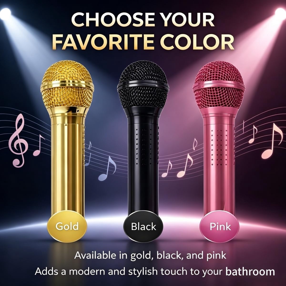 2026 High-Pressure Microphone Shower Head, Microphone-Shaped Creative Showerhead, Handheld Vintage Detachable Rain Flow, Easy Installation, Water Saving Design, Fun Bath Accessory