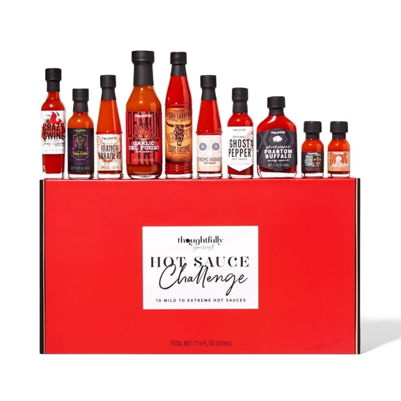 Thoughtfully Gourmet Hot Sauce Variety Pack, Father's Day Gifts Sampler Set, 10 Count