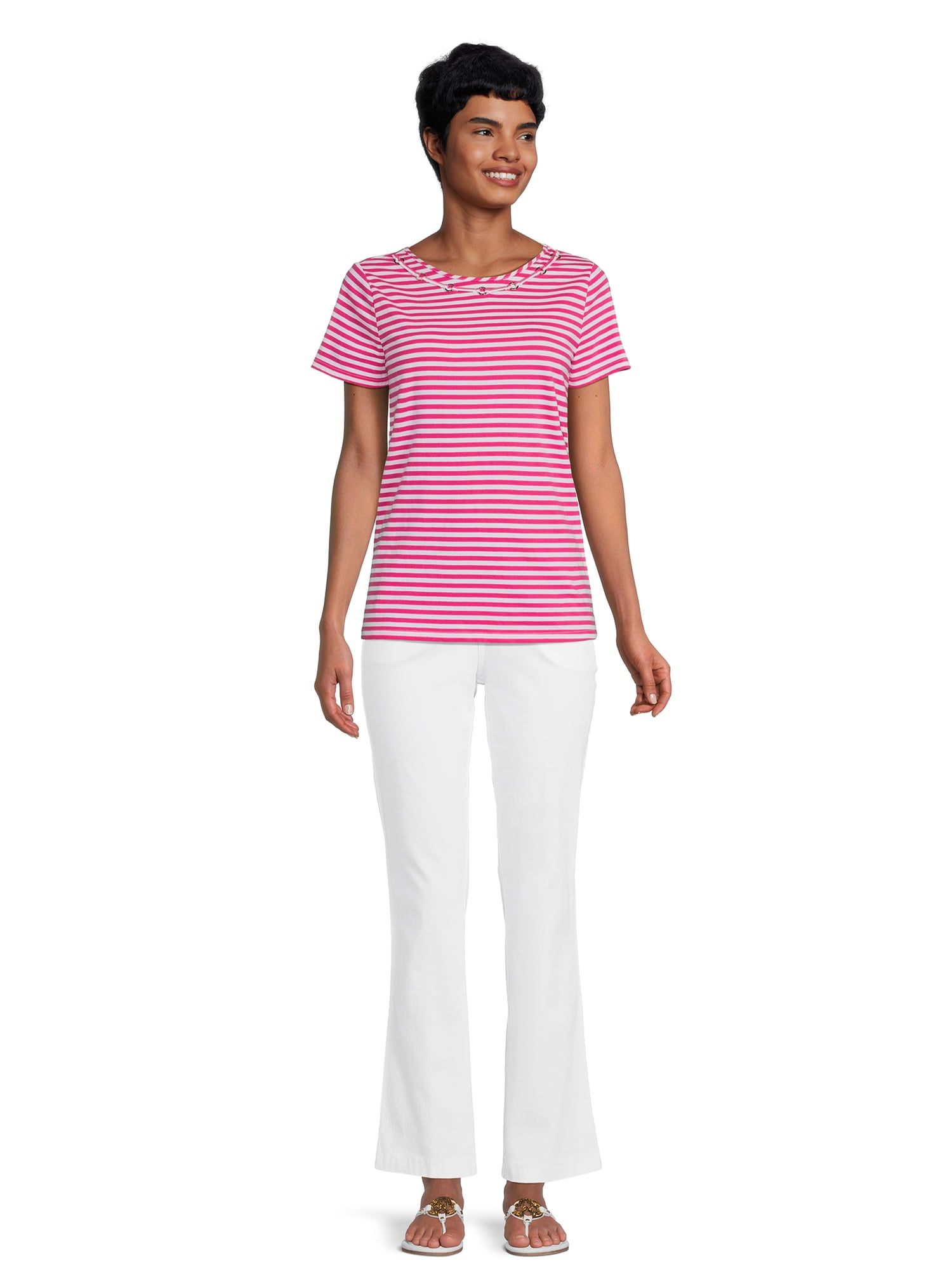 RealSize Women's Embellished Crewneck Tee with Short Sleeves, Sizes XS-3XL