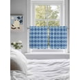 thumbnail image 3 of Blue Geometric 2 Panel Kitchen Curtains for Small Windows, Retro Morocco Abstract Art Bathroom Tier Curtain, Short Window Treatment for Bedroom/Living Room 55"x36", 3 of 6