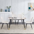 48.4x28 Inch Dining Table Set with White Sintered Stone Top and 4 PU ...