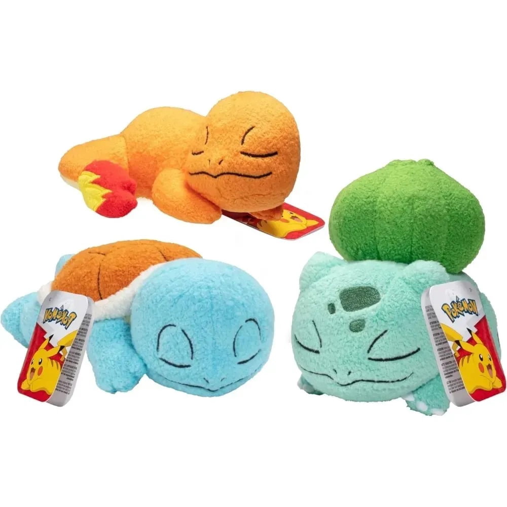 Pokemon 5" Sleeping Squirtle, Charmander & Bulbasaur Plush 3-Pack - Officially Licensed - Add to Your Collection! Soft Collectible Stuffed Animal Toy - Great Gift for Kids, Boys, Girls