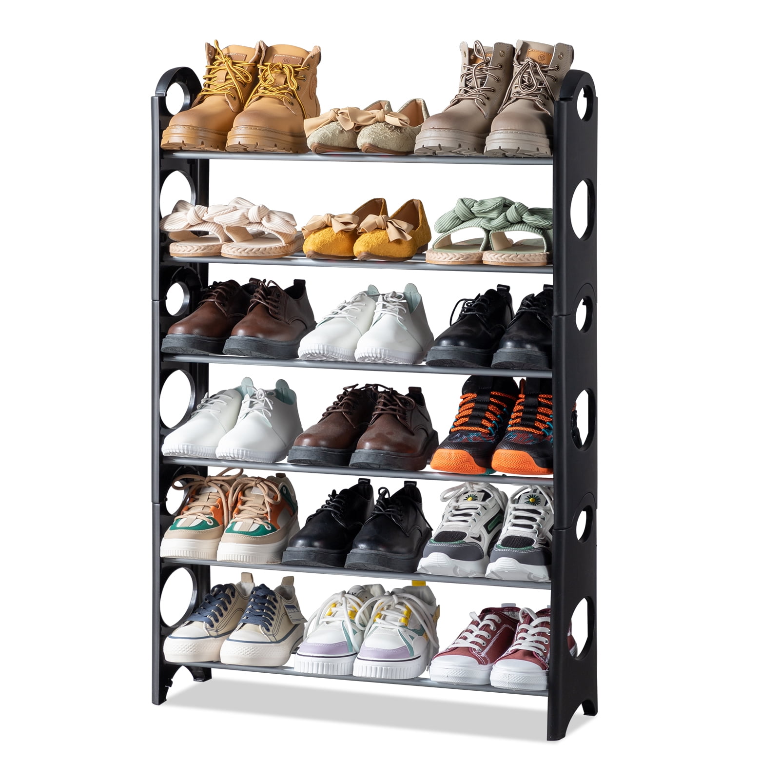AB Crew 6-Tier Shoe Rack, Stackable Shoe Storage Organizer for Entryway  Bedroom Space-Saving Shoe Rack Shoe Slots Organizer Shelf Small Shoe Tower