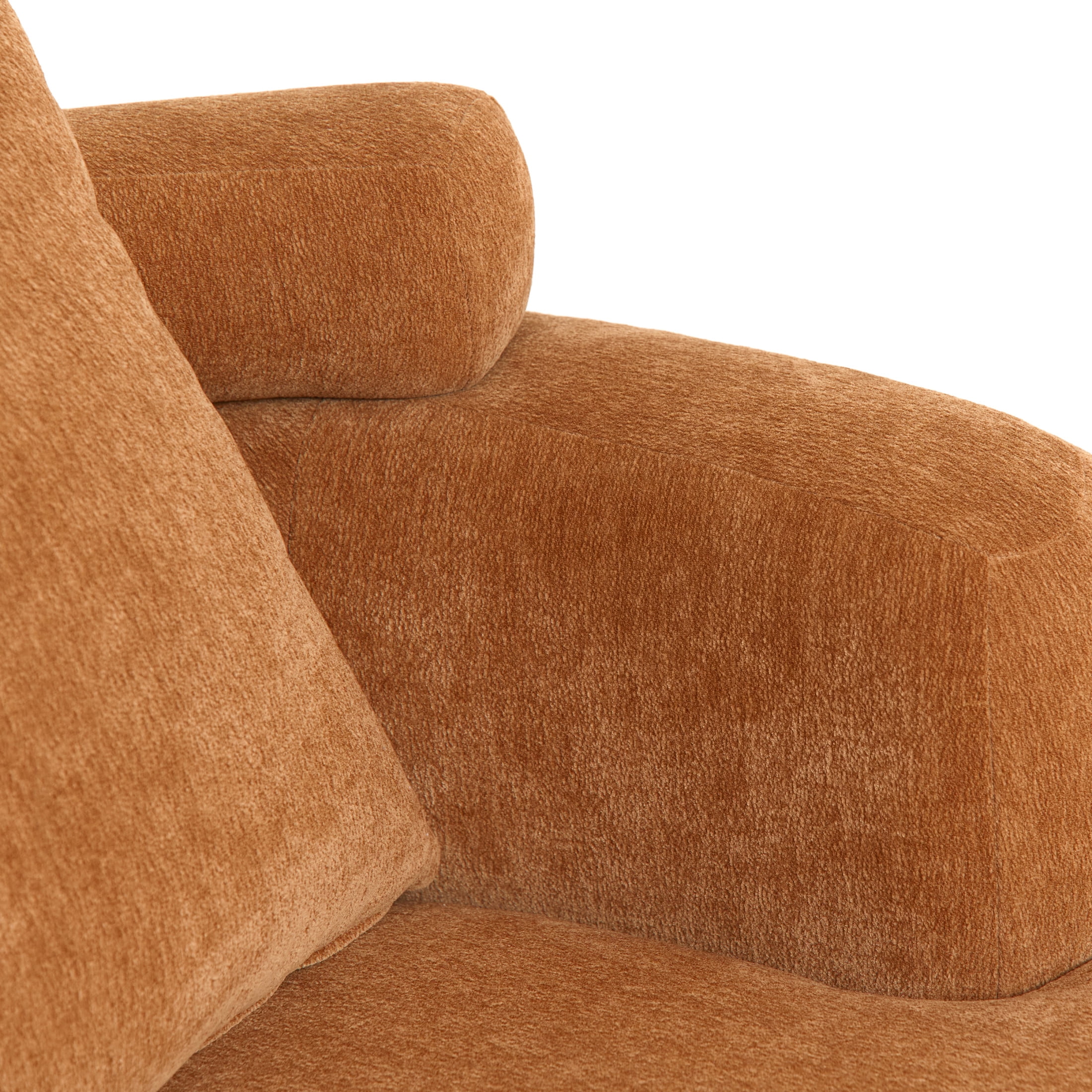 Noble House Arlais 38" Nordic Style Lazy Club Chair, Upholstered Chenille Bucket Accent Sofa with Pillows, Caramel