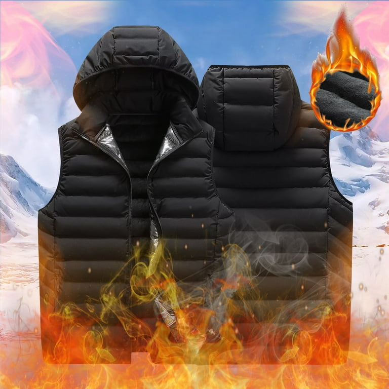 Men s Autumn And Winter Cotton Casual Warm Zipper Removable Hooded Sleeveless Vacation Outdoor Hard Shell Mens Jacket