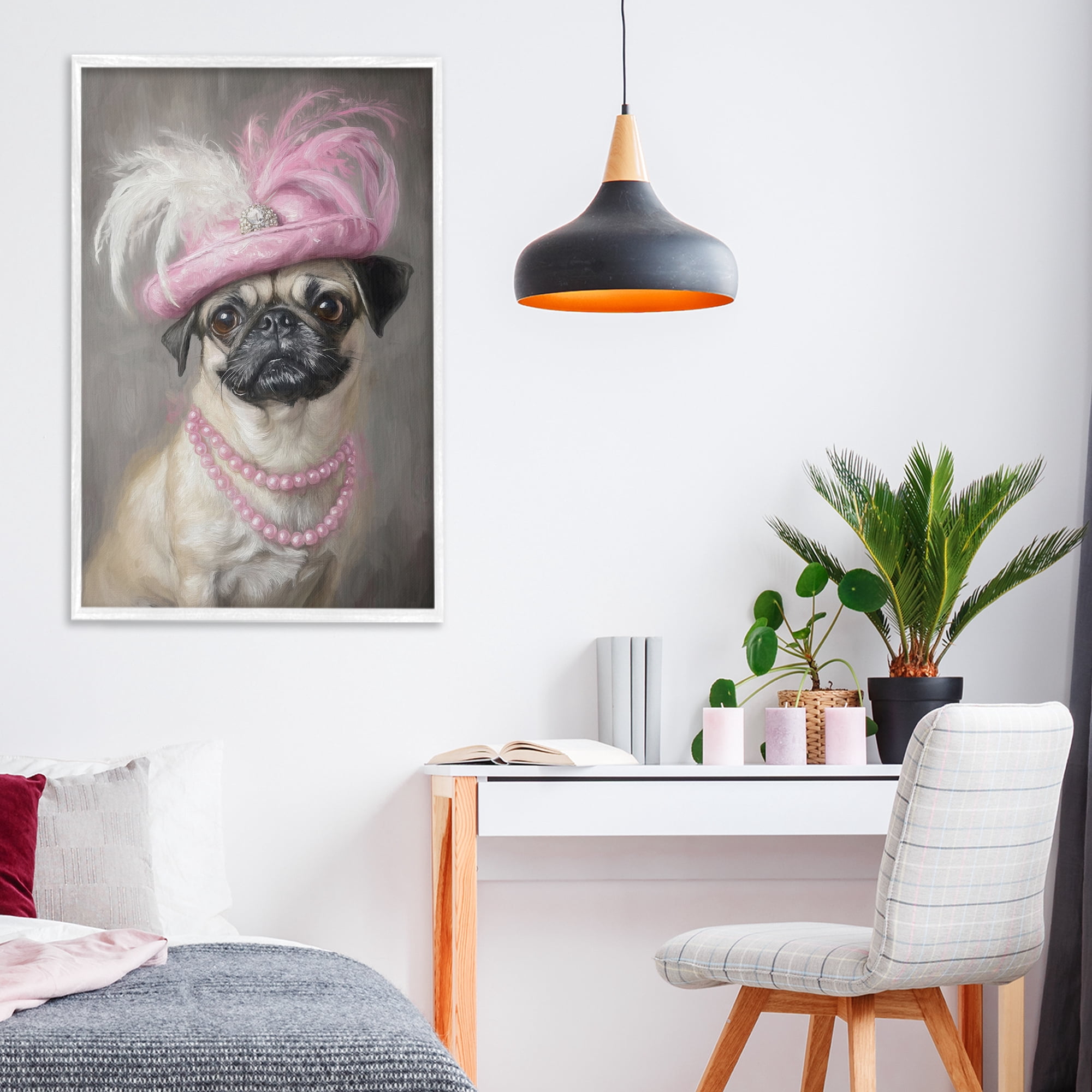 Stupell Industries Lady Pug Portrait White Framed Giclee Art, design by Tina LeCour