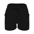 thumbnail image 5 of Duoif Womens Shorts Drawstring Dressy Casual Elastic Waist Trendy Summer Athletic Comfy Ladies Linen Shorts for Women Shorts with Pockets, Black, L, 5 of 5