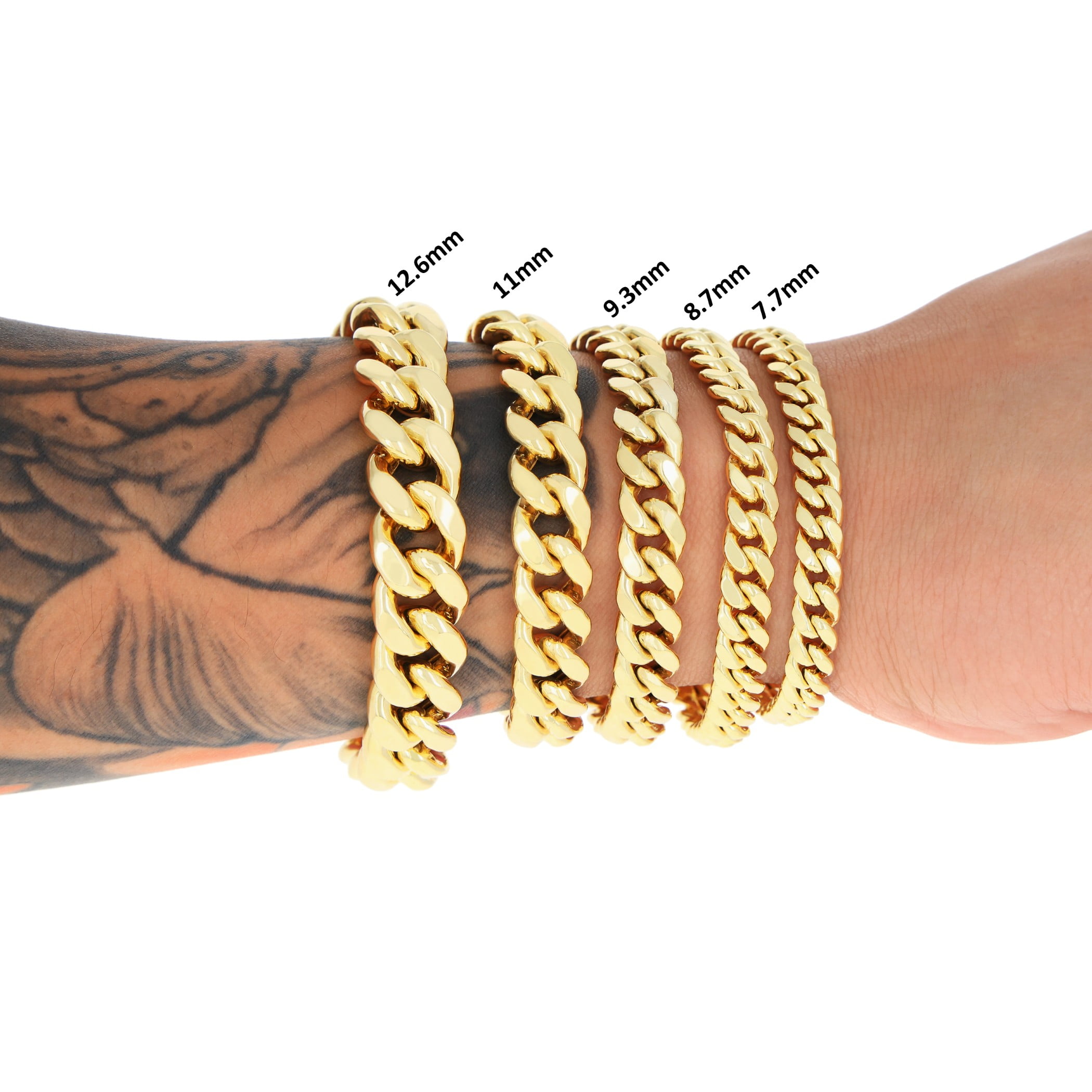 Nuragold 14K Real Yellow Gold Miami Cuban Lightweight Link Chain Bracelet 7"-9" (3mm-12.6mm) Italian Jewelry for Men & Women