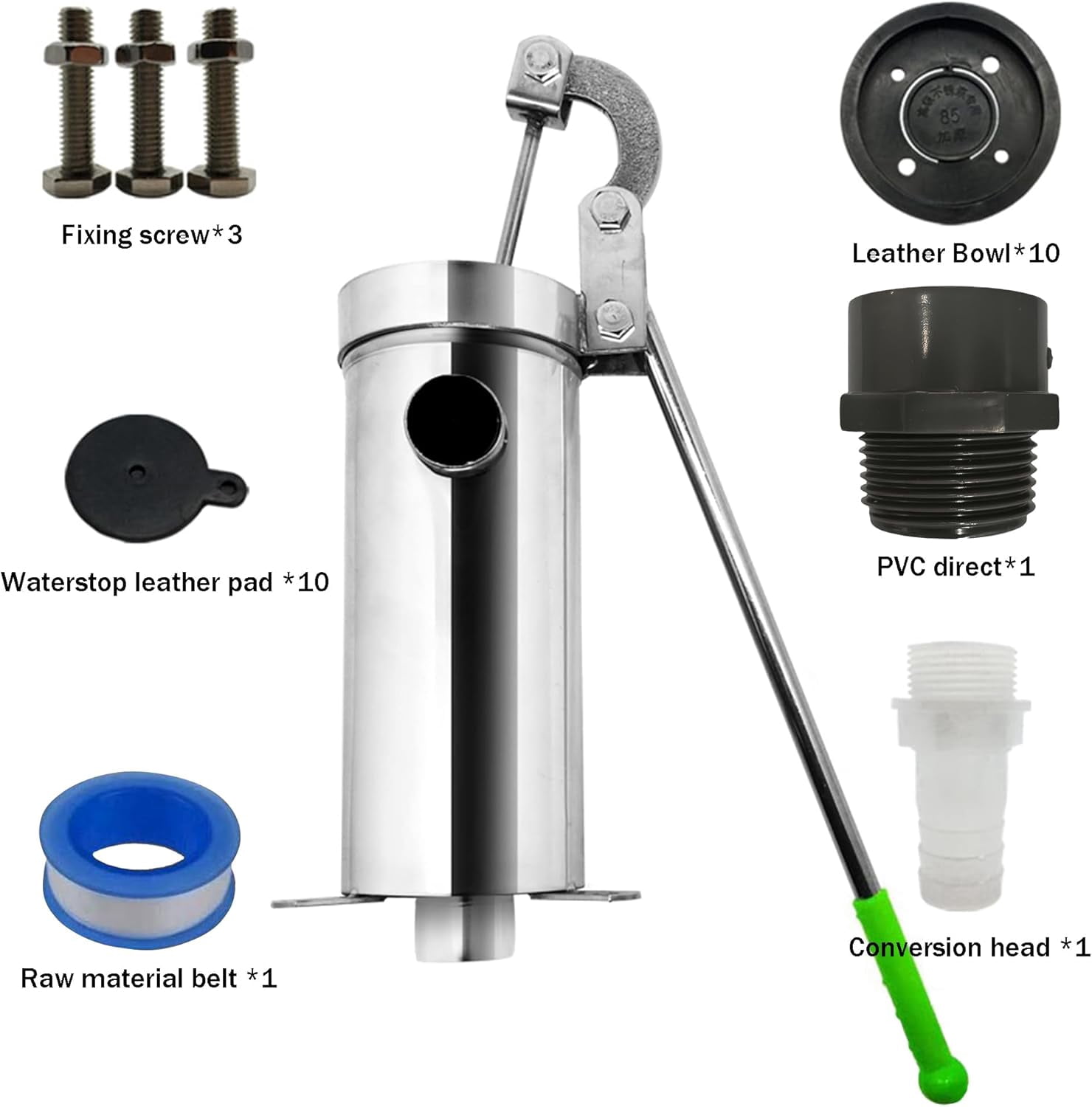 Well Pump,Deep Well Pump,Stainless Steel Manual Water Pump,Durable Pitcher for Groundwater Extraction,Ideal for Home Garden,Yard and Farm Use,Suction range 32 Feet/10 Meters
