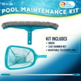 thumbnail image 2 of U.S. Pool Supply Pool Maintenance Kit with Leaf Skimmer Net, Brush, and Adjustable Telescopic Pole - 6" Deep Mesh Netting, Nylon Scrub Brush, Clean Sweep Debris from Walls, Floors, Steps, Spas, Ponds, 2 of 7