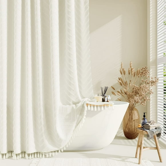 Shower Curtain Dynamene Extra Long 210x213cm Cream Fabric
