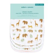 aden + anais essentials snap bibs, cotton muslin, Tan Tanzania, Unisex, 3-pack