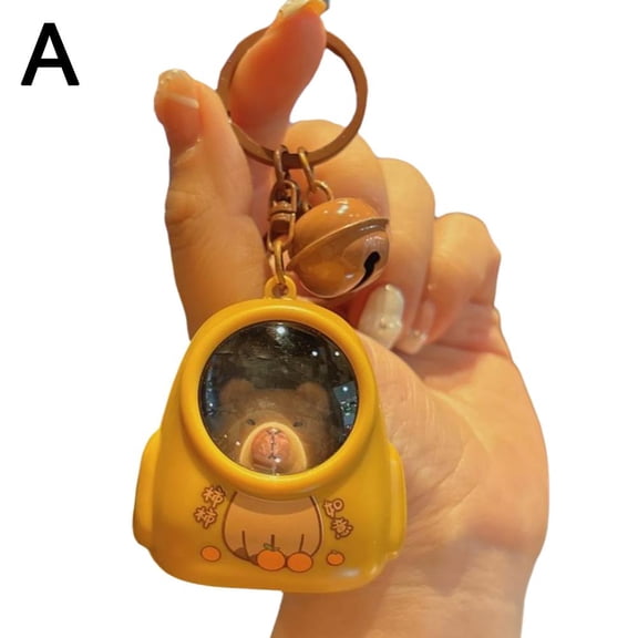 Cute Kapibala Small Night Light Keychains Bag Hang Celebrity Atmosphere Chain Key Capsule Friend Light Trinket Space Gift keychain,keychain Tribe Thick Keyrings fun Decor Novelty women Toppers