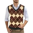 thumbnail image 1 of Camiseta sin mangas con cuello en V para hombre, estilo informal, con estampado vintage, permeable al trabajo y cuello en V., 1 of 5