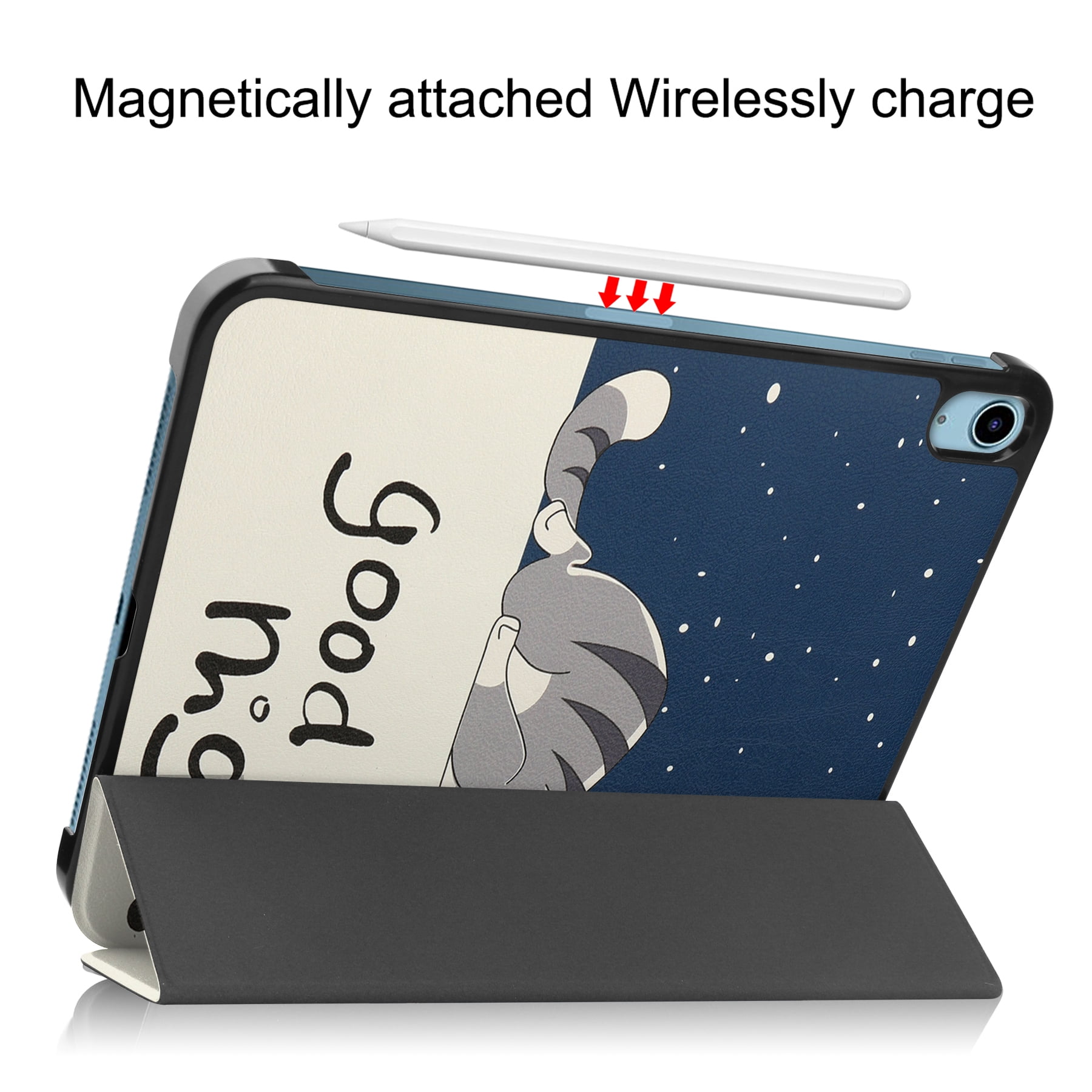 Case for Apple iPad 10th Generation 10.9 Inch Case 2022, PU Leather Thin Slim Lightweight Trifold Shell Corner Protection Smart Folio Cover with Auto Sleep/Wake and Support Pencil Holder, Cute Cat