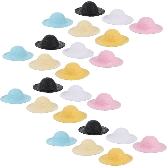SAYDY 24 Pcs Mini Chapeaux en Paille Mini Chapeaux en Paille Poupée Mini Chapeaux en Paille Minuscule Chapeau en Paille Chapeaux Poupée Miniature 0601M