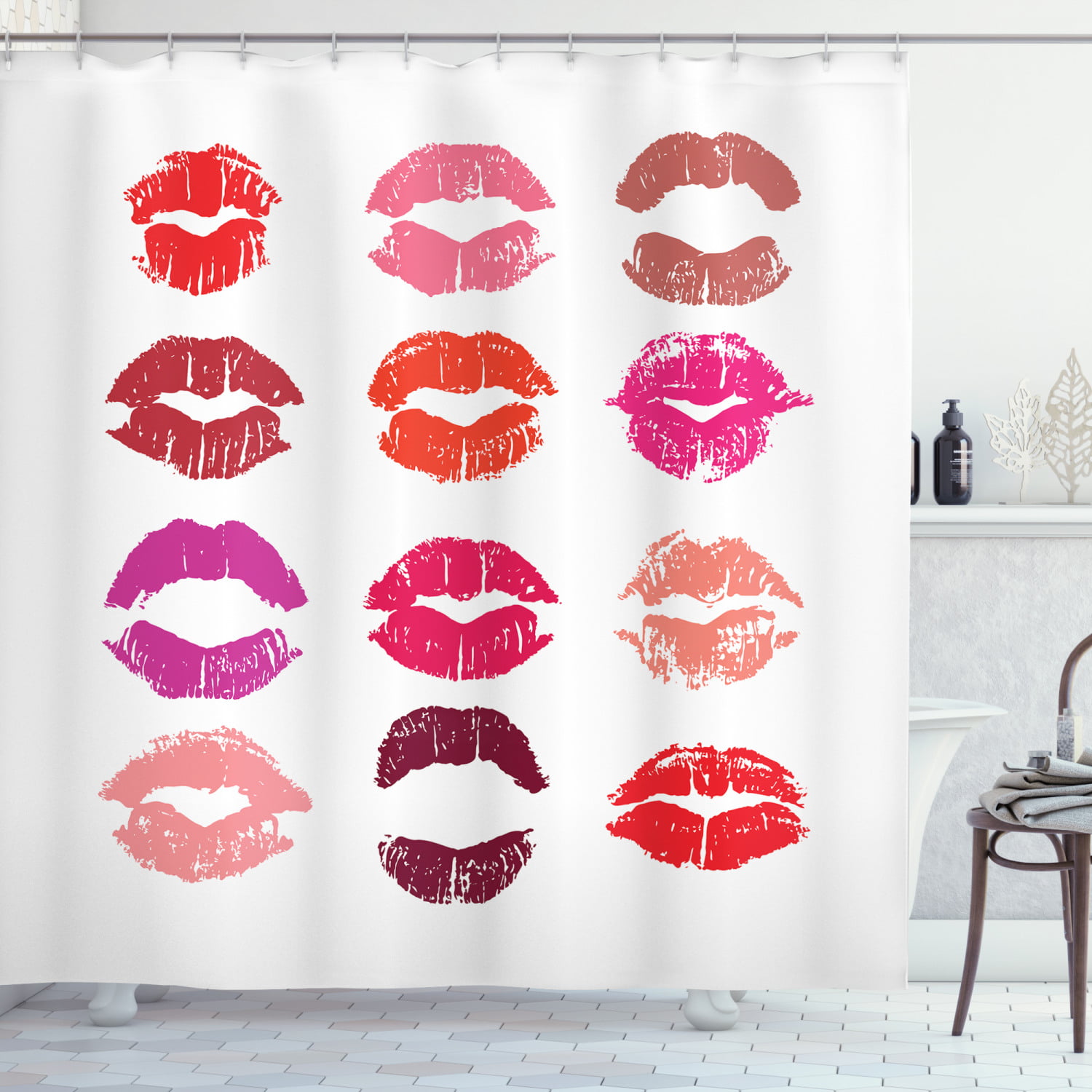 Lips Shower Curtain Assortment Of, Lips Shower Curtain Hooks