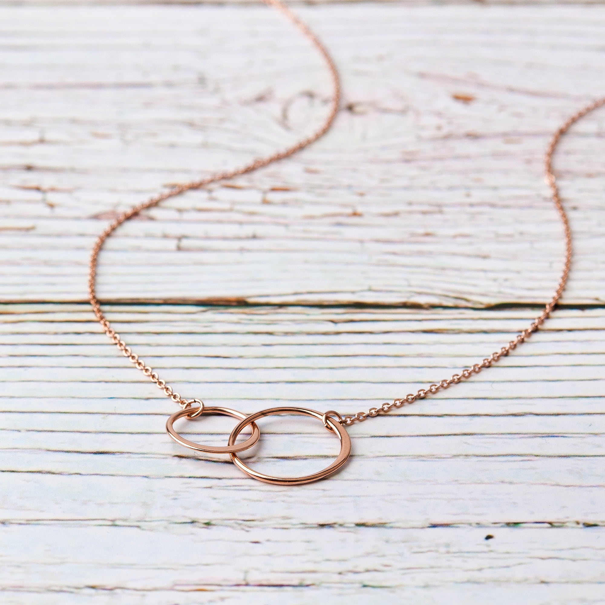 Anavia Mother's Day Gift for Friend, Galentines Day Gift, Double Circle Necklace, Best Friend Necklace, Gifts for Girlfriend, Best Friend Gifts, Friendship Gift, Gift for Mom- [Rose Gold]