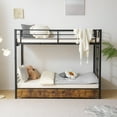 thumbnail image 2 of Zimtown Metal Twin-over-Twin Bunk Bed with 2 Drawers and Charging Station, LED Light, Black, 2 of 9