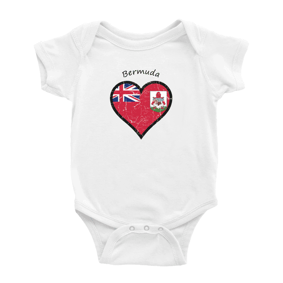 Bermuda Flag Heart Love Funny Baby Bodysuit Boy Girl Clothes