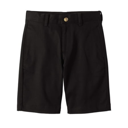 Boys Flat Front Shorts - Wonder Nation Slim School Uniform Super Soft Flat Front Shorts (Big Boys)