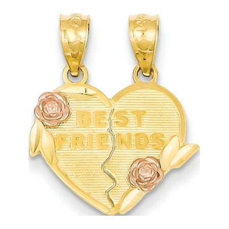 Leslies Fine Jewelry Designer 14k Two-Tone Gold Two-tone Best Friends break apart Heart (16x19mm) Pendant (Best Gifts For Designers)