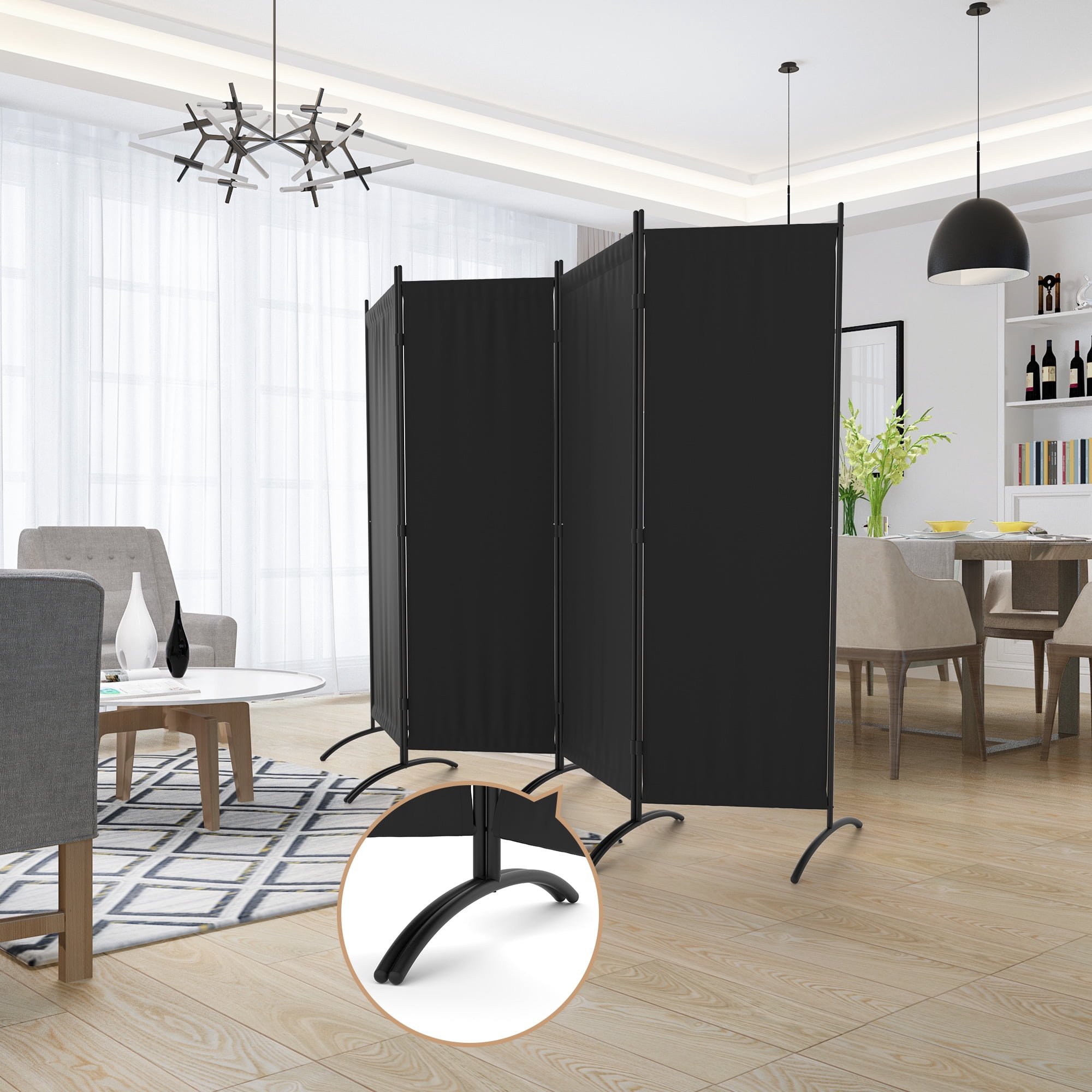 Room Divider 7FT Portable Room Dividers And Folding Privacy Screens, 89'' W Fabric Divider For Room Separation, 4 Panel Partition Room Dividers Freestanding Wall Divider Screen For Dorm Studio Office