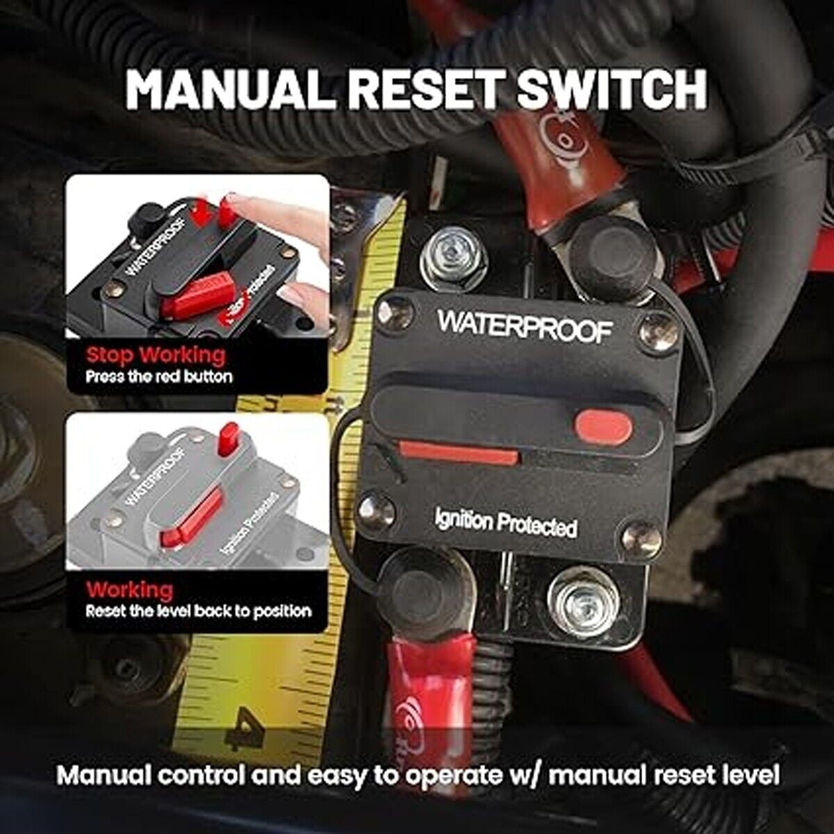 30 Amp Circuit Breaker 12V Marine Circuit Breaker 30A Resettable Fuse Circuit Breaker DC 12 Volt Waterproof for Automotive Car RV Boat