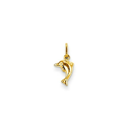 14k Hollow Dolphin Charm - 14k Yellow Gold Madi K Small Hollow Dolphin Charm