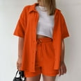 thumbnail image 2 of WAYUTE Womens 2 Piece Outfits Solid Color Short Sleeve Button Shirt and Casual Shorts Comfortable Casual Travel Summer Outfit, 2 of 6