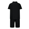 thumbnail image 5 of hopeusnice Men's Solid Color Lounge Sets Clearance Cotton Linen 2Pcs Sweatsuit Casual Loose Loungewear Elastic Waist Drawstring Shorts Pockets Activewear Fall Lightweight Clothing For Male Black Xxxl, 5 of 6