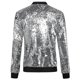 thumbnail image 2 of Women's Sequin Jacket Casual Long Sleeve Front Zip Party Bomber BlazerM, 2 of 4