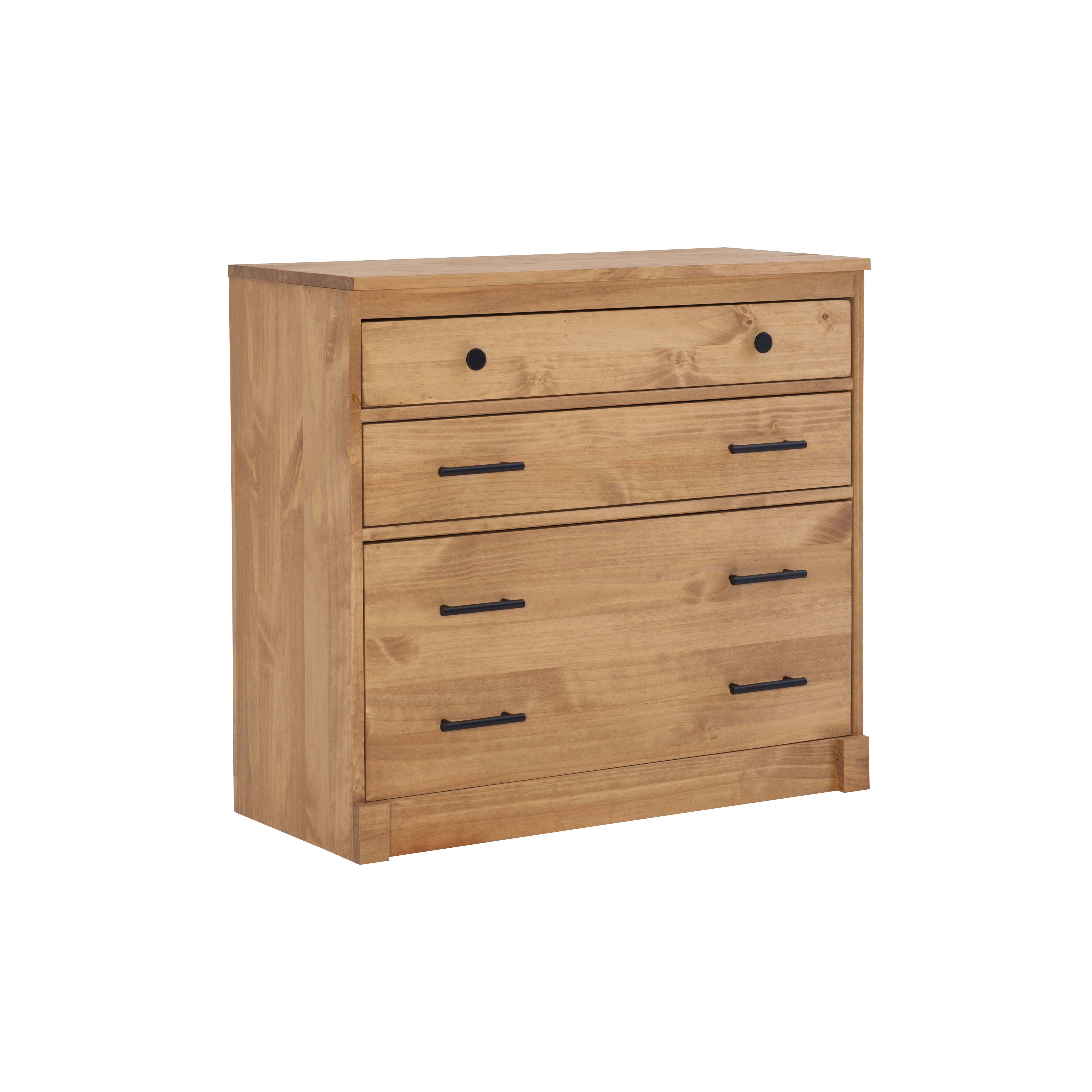 Linon Vikki 3-Drawer Bookcase Chest, Rustic Honey