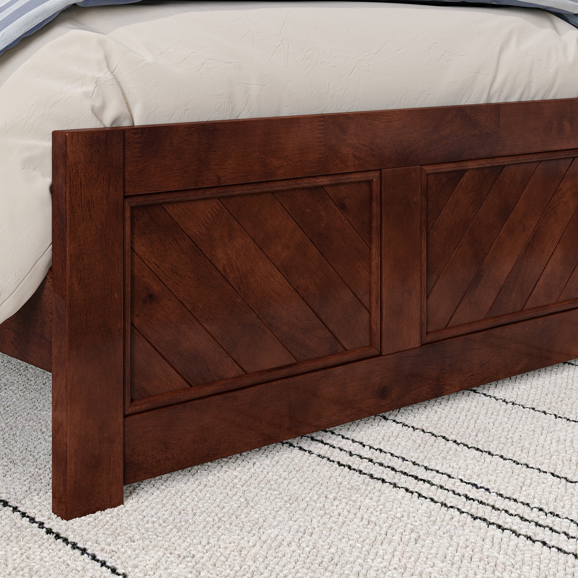 AFI Canyon Walnut Solid Wood Foundation Bed Frame with Matching Footboard, Twin