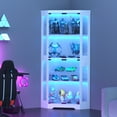 thumbnail image 3 of 4-Shelf Corner Glass Display Cabinet, Motion Activated 3-Color LED Lighting with Charging Ports, Modern Storage Showcase for Home Living Room Decor, 3 of 7