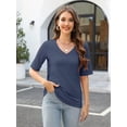 thumbnail image 5 of Fashion Solid Color Women Summer Casual Top Office Blouse, 5 of 6
