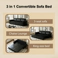 thumbnail image 6 of Chesterfield Sofa, 93.7" King Pull Out Sofa Bed, 3-In-1 Faux Leather Convertible Sleeper Sofa with Nailhead Trim & Rolled Arm,Multi-Functional Sofa Bed for Living Room, Bedroom (Black), 6 of 11