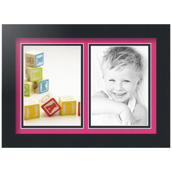 ArtToFrames Collage Photo Picture Frame with 2 - 5x7" Openings, Framed in Black with Tulip and Black Mats (CDM-3926-2368)