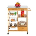 thumbnail image 2 of Kitchen Rolling Microwave Cart on Wheels, Microwave Oven Stand Storage Cart on Wheel, Mobile Kitchen Cart, Rustproof Food Pantry Carts with 3 Storage Drawers, 2 Shelves, 3 Metal Baskets, Q3503, 2 of 9