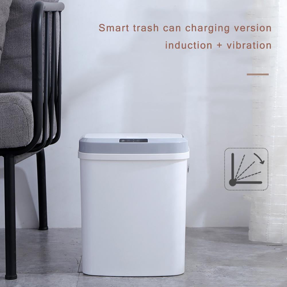 New Smart Rechargeable Auto Motion Sensor 16 L White Rubbish Bin/Trash Can+Light 