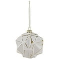 thumbnail image 3 of Northlight 3D Geometric Glass Christmas Ornament - 4" - White and Gold, 3 of 8