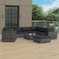 thumbnail image 1 of vidaXL 8 Piece Garden Lounge Set with Cushions Poly Rattan Gray, 1 of 5