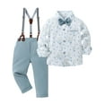 thumbnail image 2 of Toddler Baby Boy Suit Clothes Gentleman Wedding Outfits Long Sleeve Dress Shirt + Suspender Pants + Bowtie 1-5T, 2 of 7