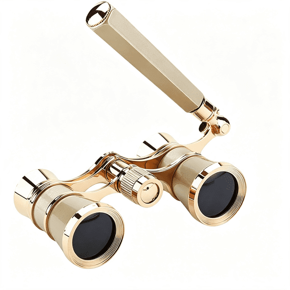 XIBUFE Opera Glasses Binoculars,3X25 Theater Binoculars with Foldable Handle for Adults Kids Women,Small Portable Opera Glasses for Theater and Concert Viewing(Gold with Handle)