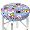 thumbnail image 3 of Naloa Bees And Daisies Striped Round Bar Stool Cushion Cover 12-14 inch, Fits Kitchen, Office, Restaurant Chairs - 13 inch, 3 of 7