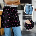 thumbnail image 4 of WIRESTER Unisex Fashionable 3-pocket Half Waist Apron Chef Catering Cooking Baking Kitchen Adjustable 2 Long Strings - Purple Pink Hearts Pattern, 4 of 6